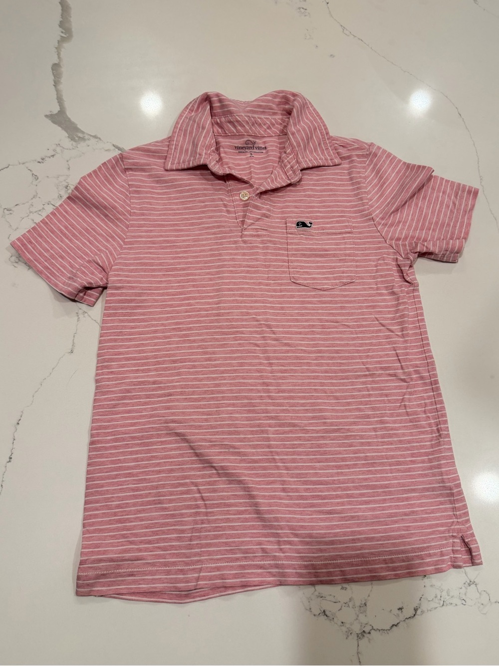 Boys Small Vineyard Vines Pink & White Striped Polo
